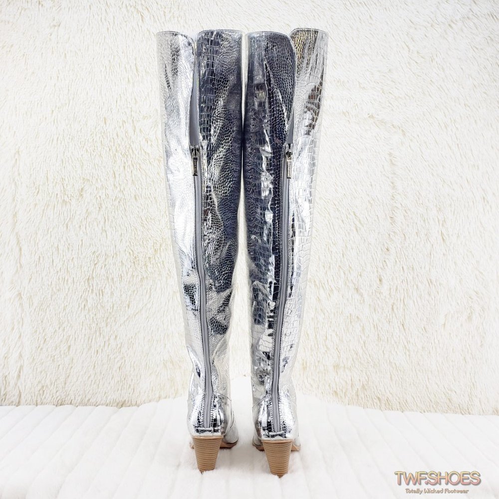 Centura Silver Country Western thigh high Cowgirl Boots Restocked - Picture 11 of 15